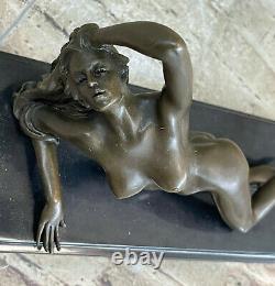 Signed Original Mavchi Chair Woman Daydreaming Bronze Sculpture Art Deco