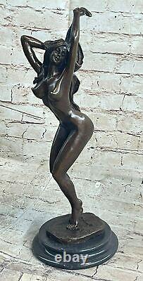 Signed Original Pasquale Delore Chair Woman Bronze Sculpture Art Deco Statue Lrg