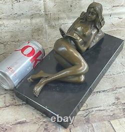 Signed Preiss Chair Bronze Woman Sculpture Figure Art Deco Erotic Sexy