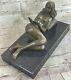 Signed Preiss Chair Woman Bronze Sculpture Figurine Art Deco Erotic Sexy