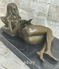 Signed Preiss Chair Woman Bronze Sculpture Figurine Art Deco Erotic Sexy