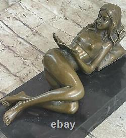 Signed Preiss Chair Woman Bronze Sculpture Figurine Art Deco Erotic Sexy