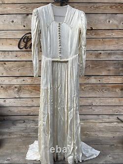 Silk Evening Gown Antique 19th Century Art Deco Vintage Bridal Women's Clothing