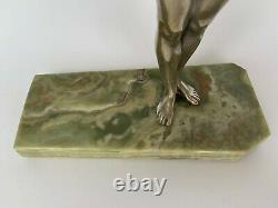 Silver Bronze Sculpture The Sleep Art Deco 1930 Woman At The Arm Leve H3540