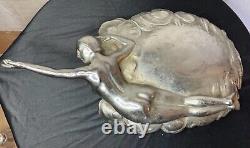 Silvered Bronze Art Deco Sculpture Naked Woman Titled ASPIRATION