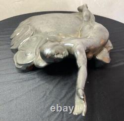 Silvered Bronze Art Deco Sculpture Naked Woman Titled ASPIRATION