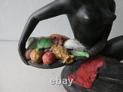 Statue, African Woman In Plaster, 50s, Art Deco, Africanist