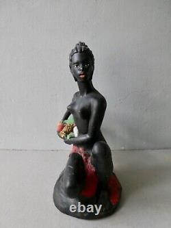 Statue, African Woman In Plaster, 50s, Art Deco, Africanist