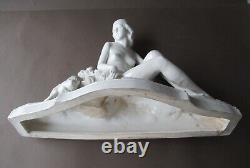 Statue Art Deco White Porcelain, Naked Woman, Bohumil Rezl, Capodimonte