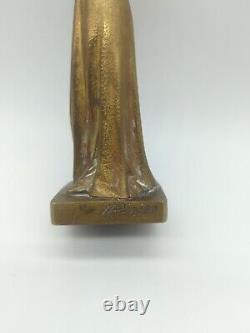 Statue, Art Deco bronze sculpture of a signed woman by H. Poirier