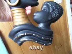 Statue Bust Wall Woman And Baby Black African Cruise Art Deco Africa