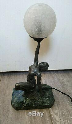 Statue Lamp Woman Dancer Art Deco Iron And Marble Dart 1930