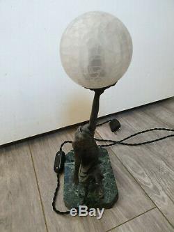 Statue Lamp Woman Dancer Art Deco Iron And Marble Dart 1930