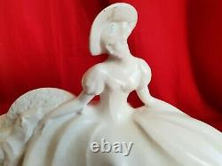 Statue Lejan Art Deco 1930s Ceramic Cracked Woman With Her Juniper