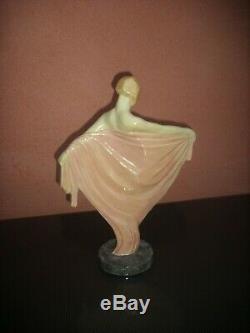 Statue Sculpture Art Deco Woman Sailing In Ceramic Sign Coulon Edition Kaza