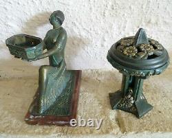 Statue Woman And Fire Perfume Regul Signed Baine A Definir! Top Art Deco
