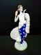 Statue Woman At Peacock Art Deco Porcelaine Sign Height 30 Cm