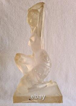 Statue Woman Dancer Denuded Art-deco 1930 Former Cast In Résin Xxème H 35