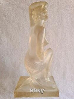 Statue Woman Dancer Denuded Art-deco 1930 Former Cast In Résin Xxème H 35