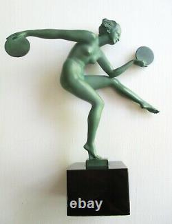 Statuette Art Deco Païenne Dance A. Derenne Bouraine Max Le Verrier Jolie Femme