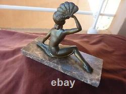 Statuette Regulates Art Deco, Woman On Marble Base, 17x20 And 10x25cm, 30's