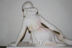 Statuette Sculpture Art Deco Alabaster Woman 1930