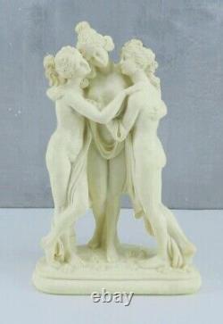 Statuette the 3 Graces, Vintage statuette the Three Graces in Alabaster Signed