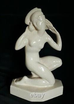 Subject Ceramic Cracked Woman Genvane 1930 Art Deco