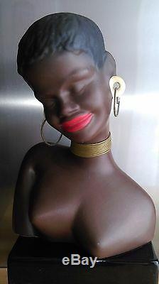 Sublime Bust Woman Créole In Ceramic Vintage 1950's Design Africanist