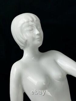 Sublime Vintage Ceramic and Opaline Lamp with Nude Woman Design 1970s Art Deco