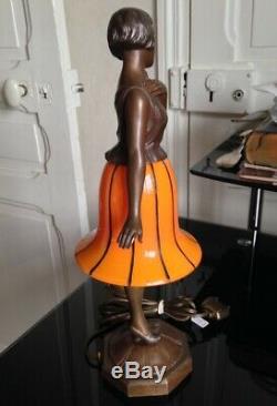 Superb And Rare Lamp Night Woman Dancer Art Deco Glassware Regulates Powolny