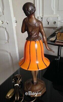 Superb And Rare Lamp Night Woman Dancer Art Deco Glassware Regulates Powolny