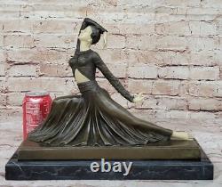 Superb Antique Art Deco Bronze of a Female Dancer Signed Magnificent Opener