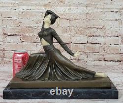 Superb Antique Art Deco Bronze of a Woman Dancer Signed Superb