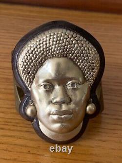 Superb Art Deco Colonial Ethnic African Woman Portrait Bracelet