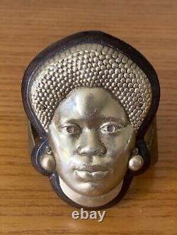 Superb Art Deco Colonial Ethnic African Woman Portrait Bracelet