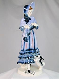 Superb Ceramic Subject Goebel Art Deco Woman & Small Dog Goldscheider Spirit