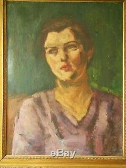 Superb Large Portrait Of Woman #art Deco #. Oil On Canvas Laid