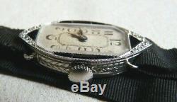 Superb Platinum + Diamonds Mechanical Watch Art Deco Platinum Watch Diamonds