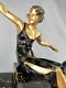 Superb Sculpture Statue R. Varnier Woman With Borzois Ep. Art Deco Marble Onyx