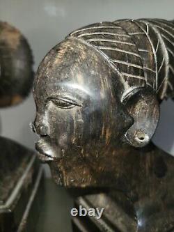 Superb pair of Art Deco 1925 bookends African Mangbetu women ebony