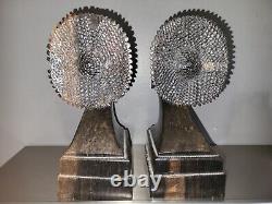 Superb pair of Art Deco 1925 bookends African Mangbetu women ebony