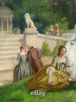 Table Gallant Scene Henry Victor Lesur Elegant Women Park Castle Landscape