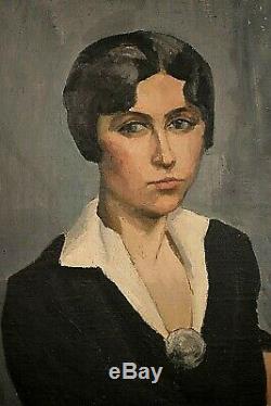 Table Hst Old Female Portrait Boyish Signed Diener Art Deco 1930