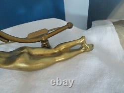 Table Lamp In Bronze Decoration Of Elongated Woman Tulip Signed