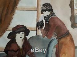 Table Watercolor Women In A 1930 Art Deco Interior Martine
