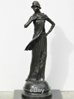 Tassel Young Woman Bronze Statue Beautiful Milliner 95cm Style Art Deco 20 Years