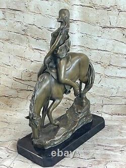 The Pretty Nude Woman Equitation On Her Horse Bronze Sculpture Art Deco Sale