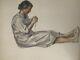 Tres Beautiful Drawing Woman Assisi Scene Animee Pierre Noire Circa 1940 (26)
