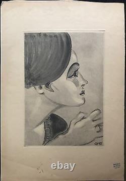 Tribout G. H. Portrait of a Woman Art Deco Etching